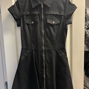 Stylish Black Zip-Up Dress